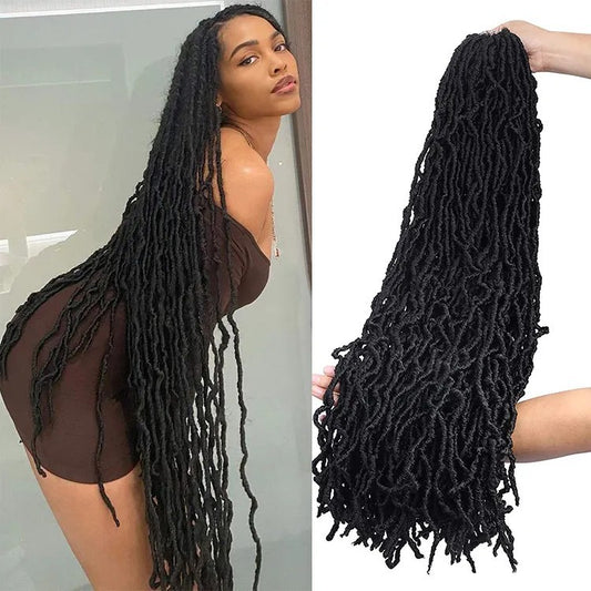 18 24 36 inch Wig Earthworm Crooked Crochet Fiber Wig NuLocs Braiding Hair Dirty Braid